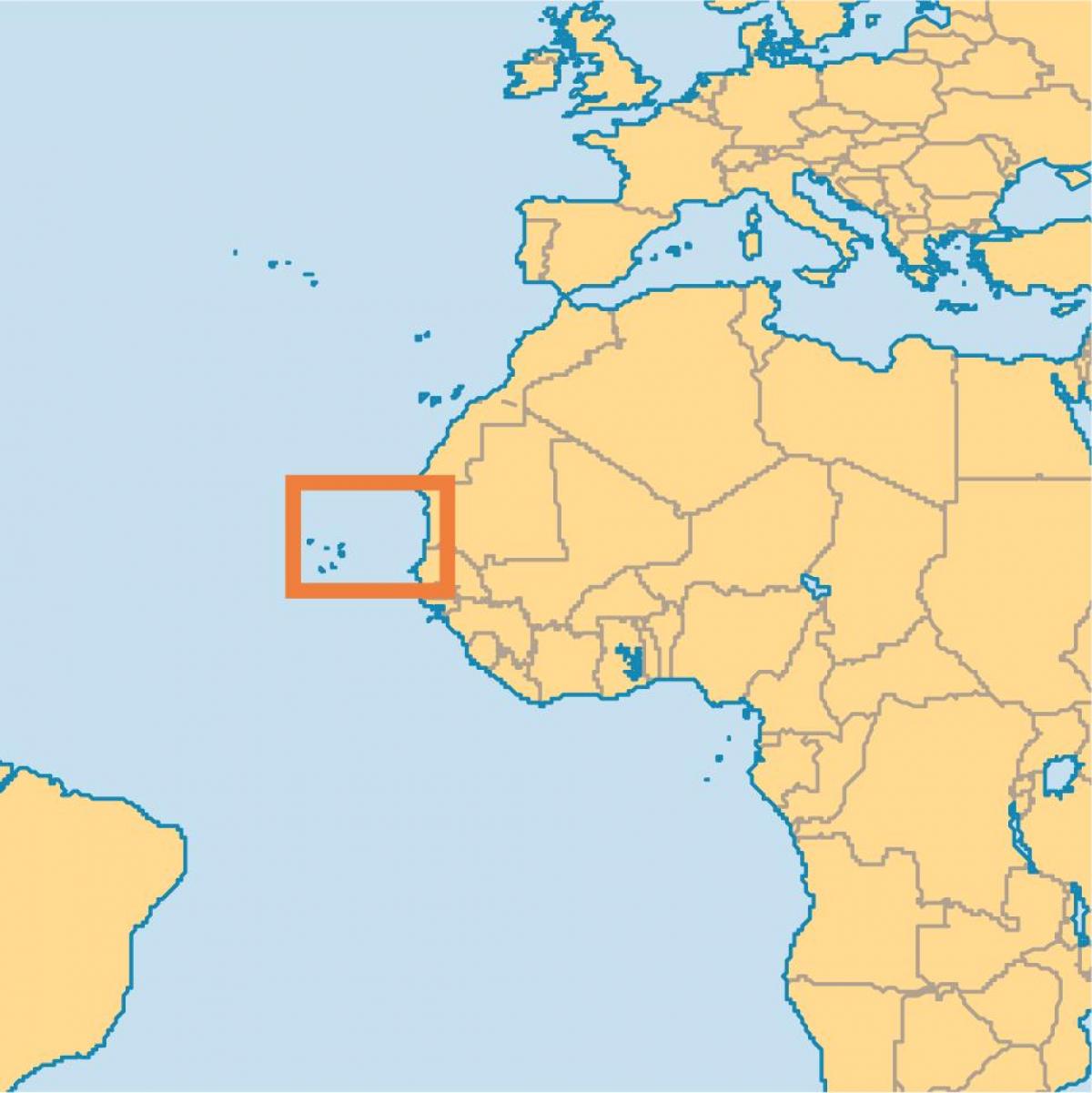 prikaži Cape Verde na svetovni zemljevid