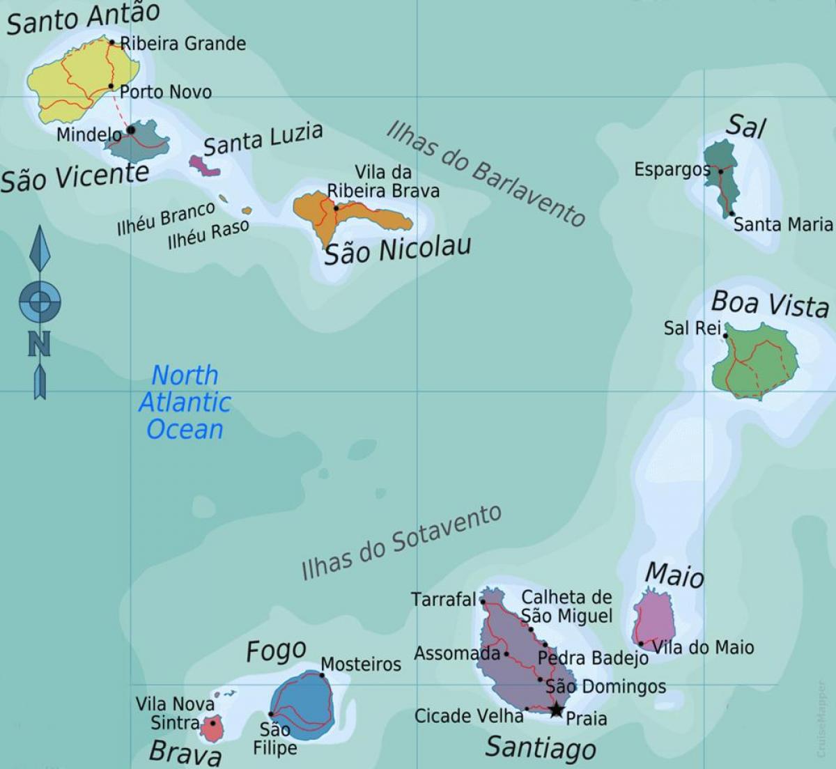 Zelenortskih otokih zemljevid lokacije