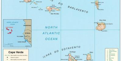 Zemljevid, ki prikazuje Zelenortski Otoki